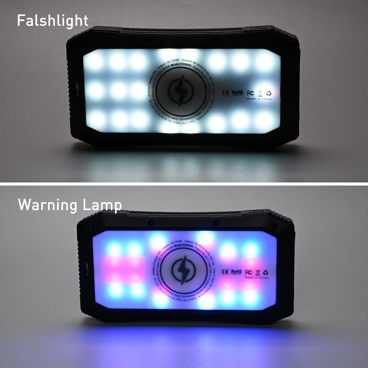 Sun Chaser Mini Solar Powered Wireless Phone Charger 10; 000 mAh With LED Flood Light - Renee Lane Company