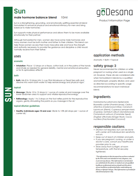 Sun Male Hormone Balancing Essential Oil Blend - Renee Lane Company