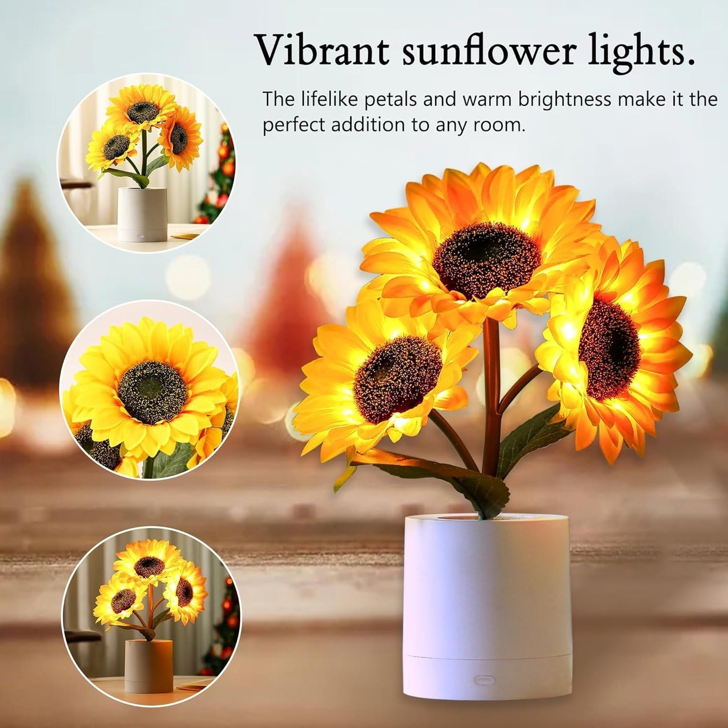 Sunflower Flower Lamp Gifts for Birthday Valentines Mothers Day Gifts for Women Mom Grandma Girlfriend Friend Wife Anniversary Birthday, Bedroom Bar Coffee Shop Sunflower Light Lamp Decor - Renee Lane Company