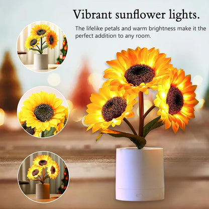 Sunflower Flower Lamp Gifts for Birthday Valentines Mothers Day Gifts for Women Mom Grandma Girlfriend Friend Wife Anniversary Birthday, Bedroom Bar Coffee Shop Sunflower Light Lamp Decor - Renee Lane Company