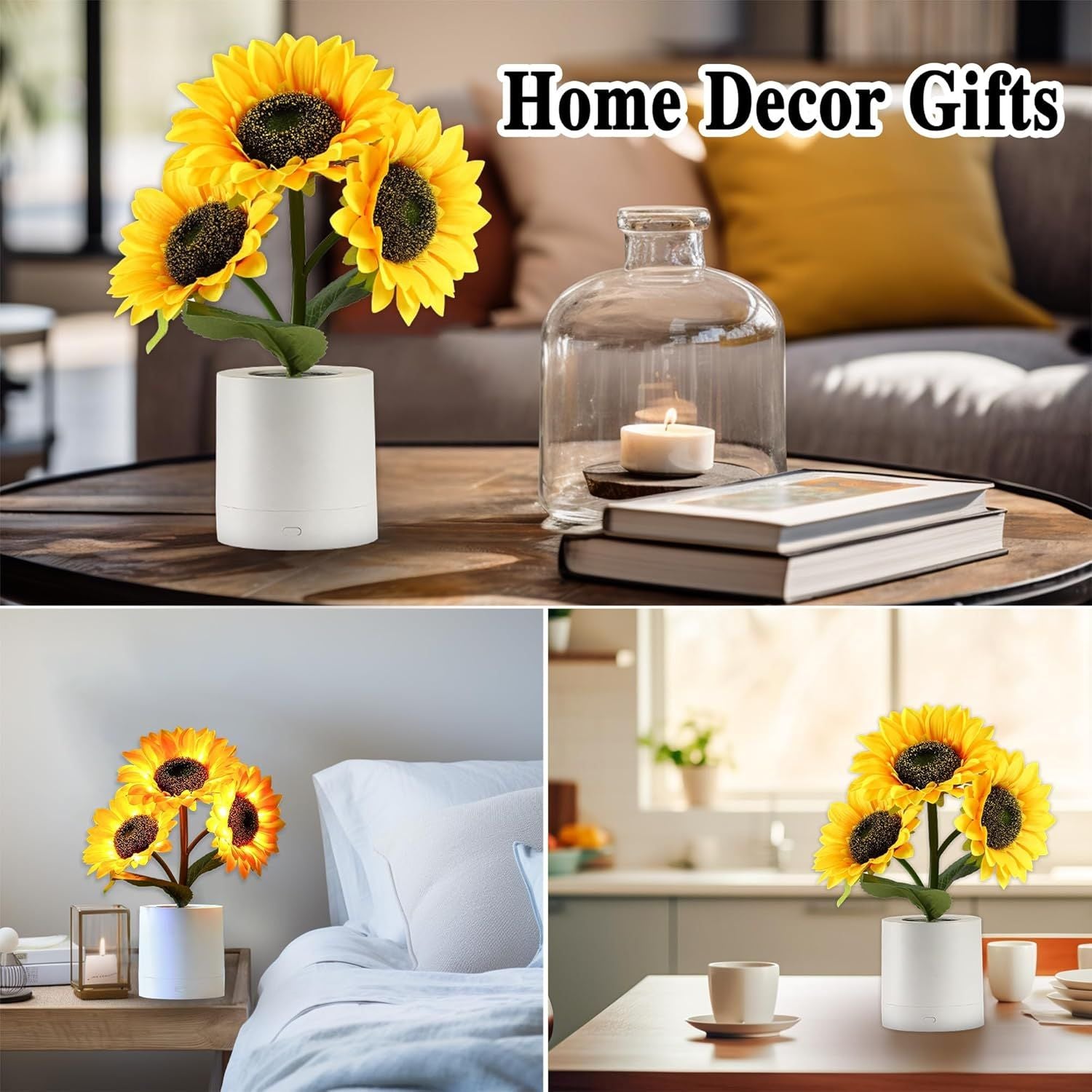 Sunflower Flower Lamp Gifts for Birthday Valentines Mothers Day Gifts for Women Mom Grandma Girlfriend Friend Wife Anniversary Birthday, Bedroom Bar Coffee Shop Sunflower Light Lamp Decor - Renee Lane Company