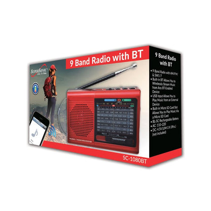Supersonic 9 Band Radio With Bluetooth - Renee Lane Company