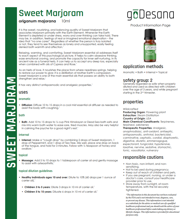 Sweet Marjoram Relaxing Essential Oil - Renee Lane Company