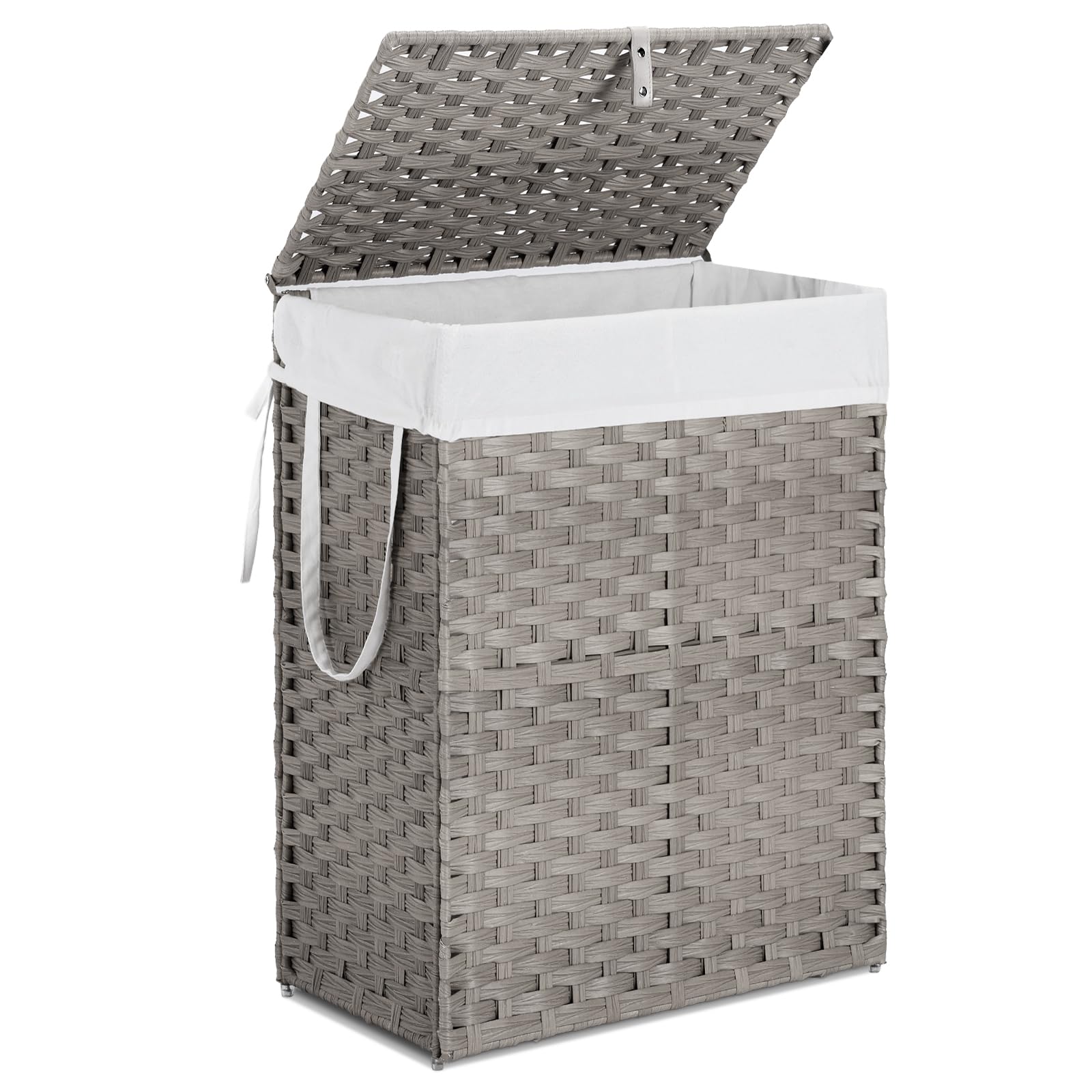 Sweetcrispy Laundry Hamper–Large Capacity Clothes Basket with Lid 23.8 Gallon (90L) Foldable Laundry Bin for Bedroom Bathroom and Laundry Room–Durable & Stylish Storage Organizer Dove Gray - Renee Lane Company