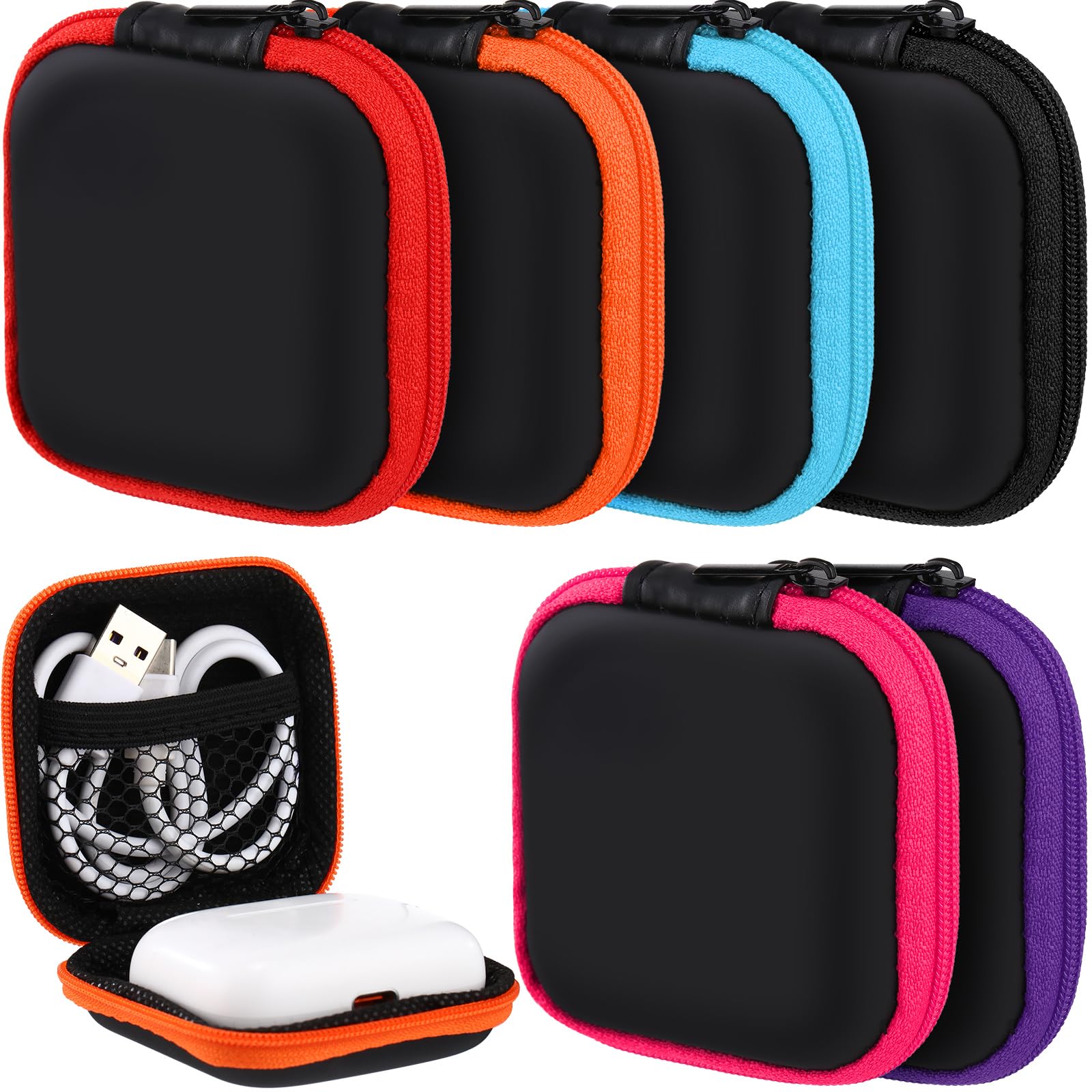 Sweetude 30 Sets Earbud Case Portable Earphone Case Headphone EVA Earbud Holder Square Earbud Case Pouch Cell Phone Accessories Organizer with Hook for Earphone Earpieces Memory Card Chip - Renee Lane Company
