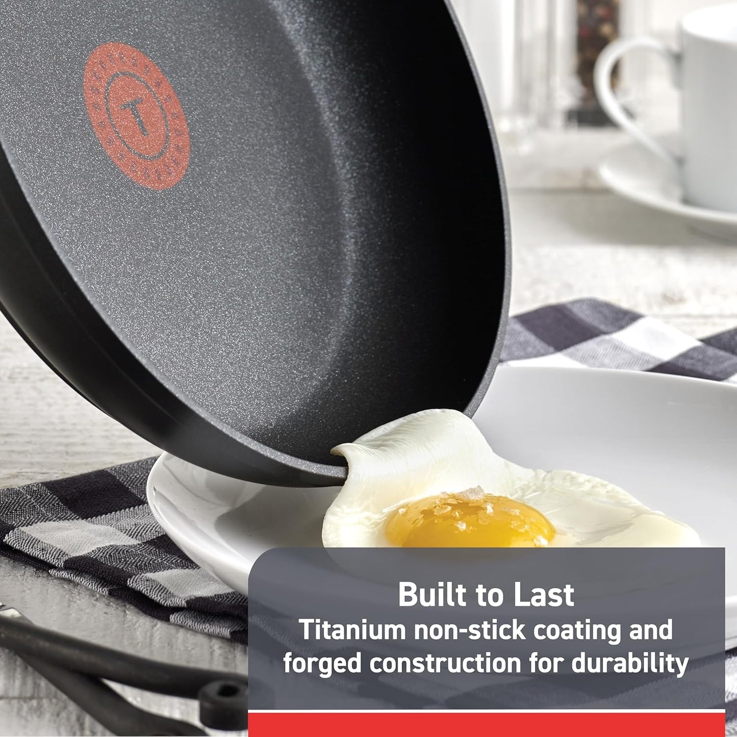T-fal C4610263 Titanium Advanced Nonstick Thermo-Spot Heat Indicator Dishwasher Safe Cookware Fry Pan, 8-Inch, Black - Renee Lane Company