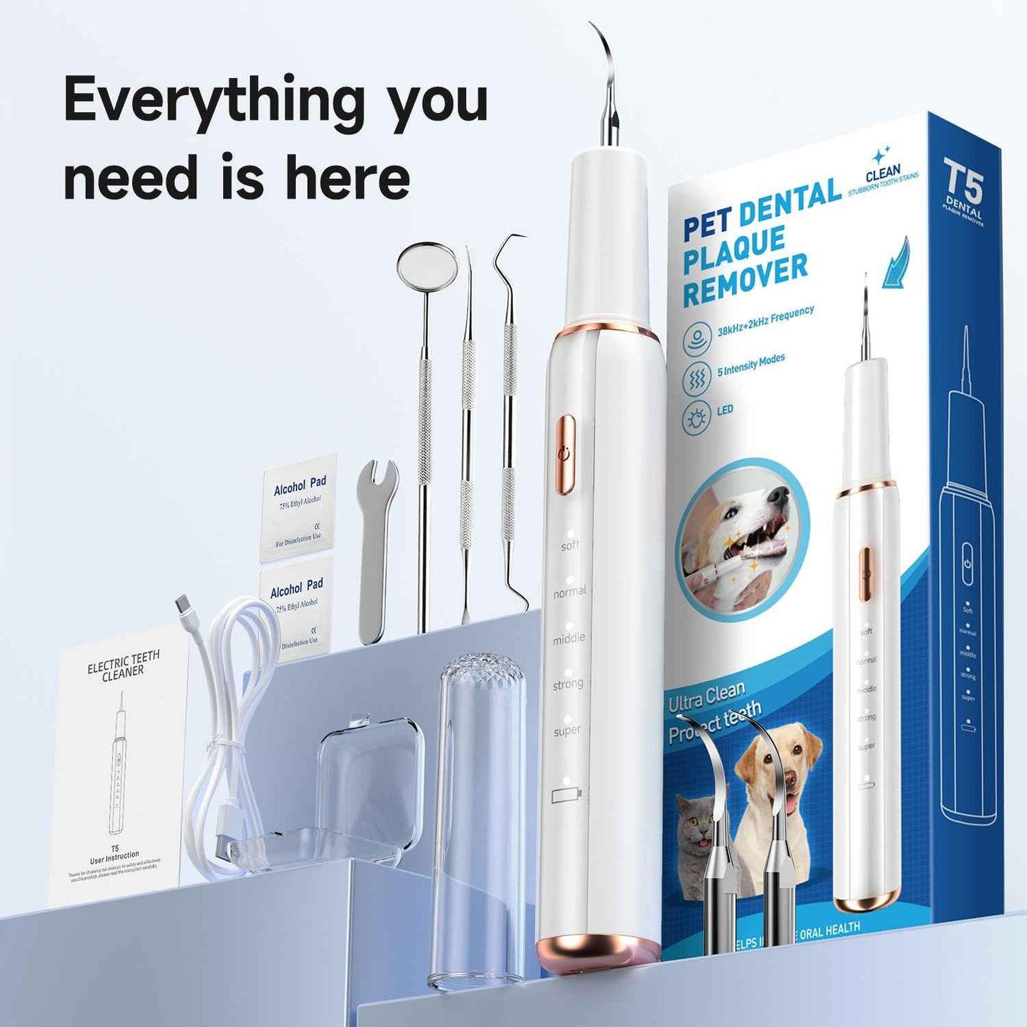 T5 Pet Ultrasonic Tooth Cleaner | Safe Dental Care for Dogs & Cats - Renee Lane Company
