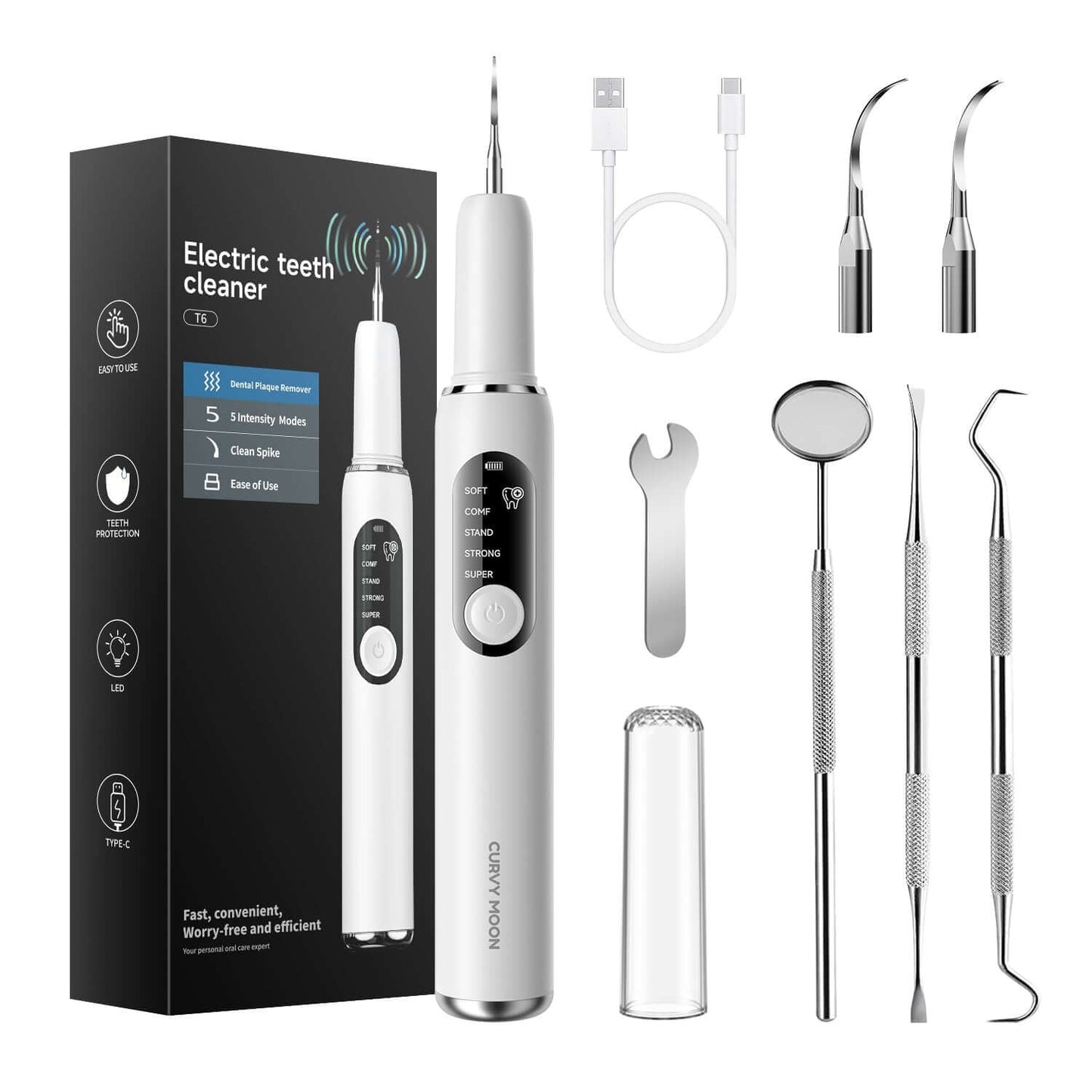 T6 Ultrasonic Tooth Cleaner - Smart Dental Plaque Remover for Effective Oral Hygiene - Renee Lane Company