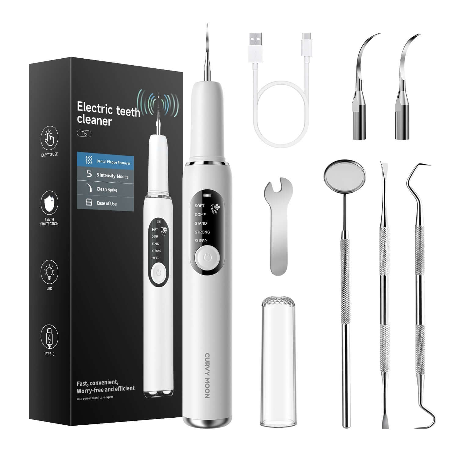 T6 Ultrasonic Tooth Cleaner - Smart Dental Plaque Remover for Effective Oral Hygiene - Renee Lane Company