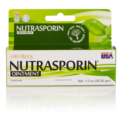 Nutrasporin ointment box front with 'Made in USA' and 1 oz net weight