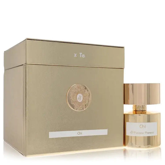 Unisex fragrance gift set: beige box with circular emblem and clear bottle
