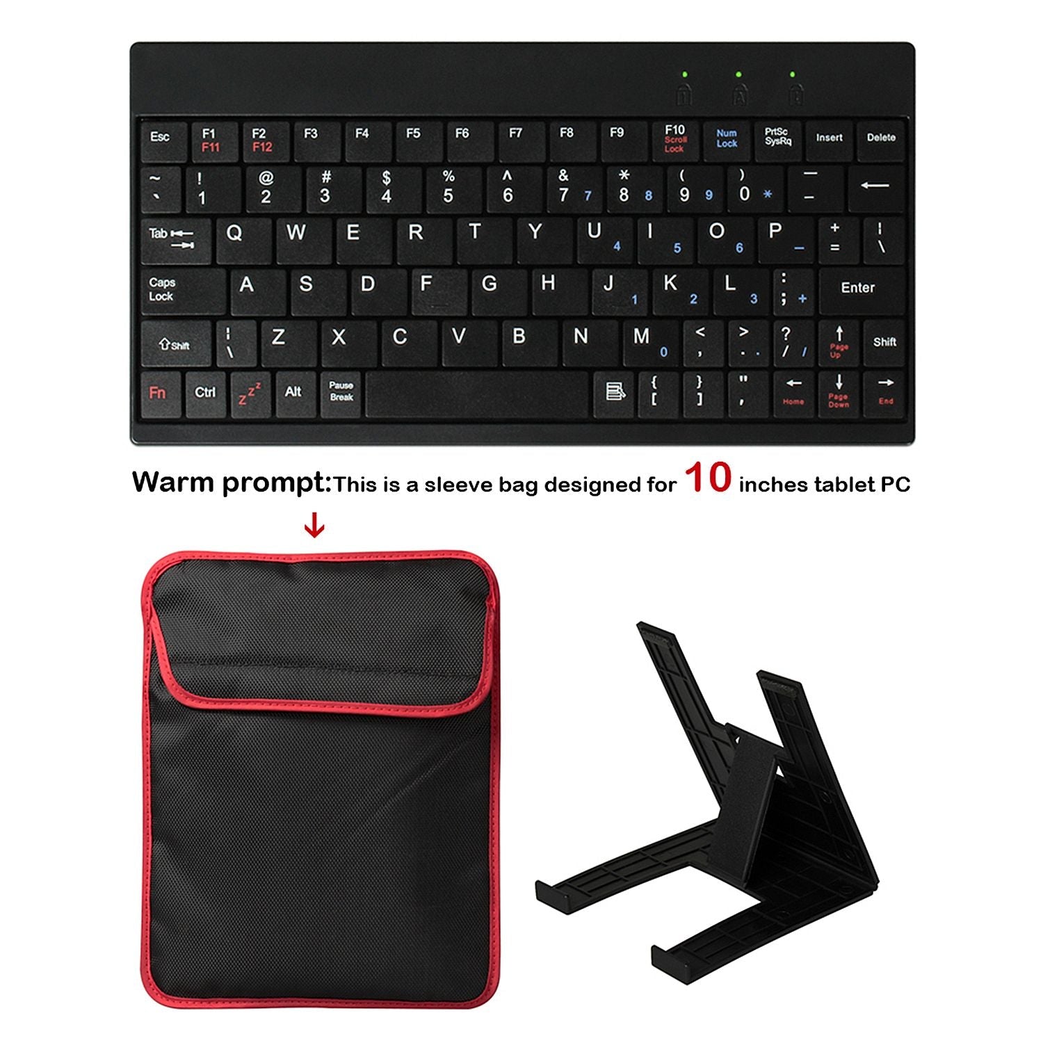 Tablet PC Sleeve Bag Case Stand For Tablet Under 10in with USB Mini Keyboard Two Layer Pockets - Renee Lane Company