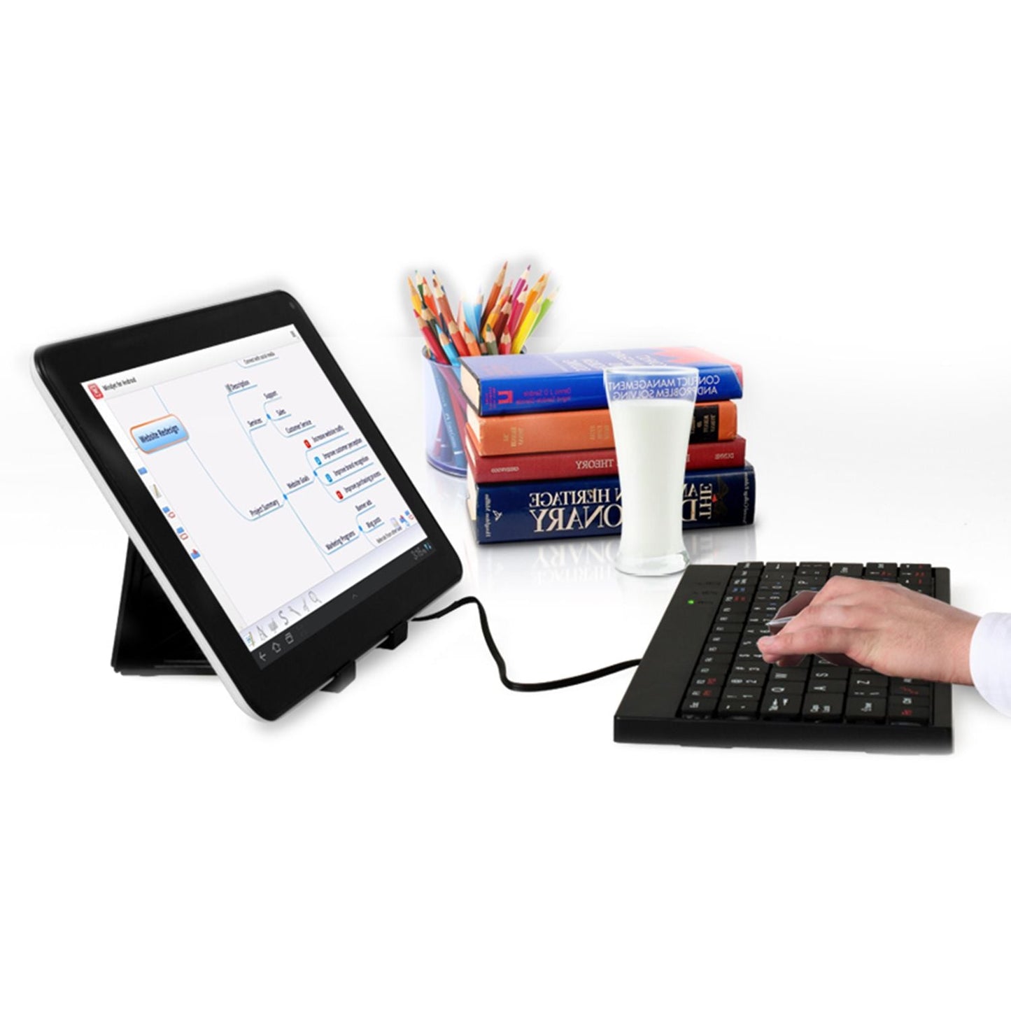 Tablet PC Sleeve Bag Case Stand For Tablet Under 10in with USB Mini Keyboard Two Layer Pockets - Renee Lane Company