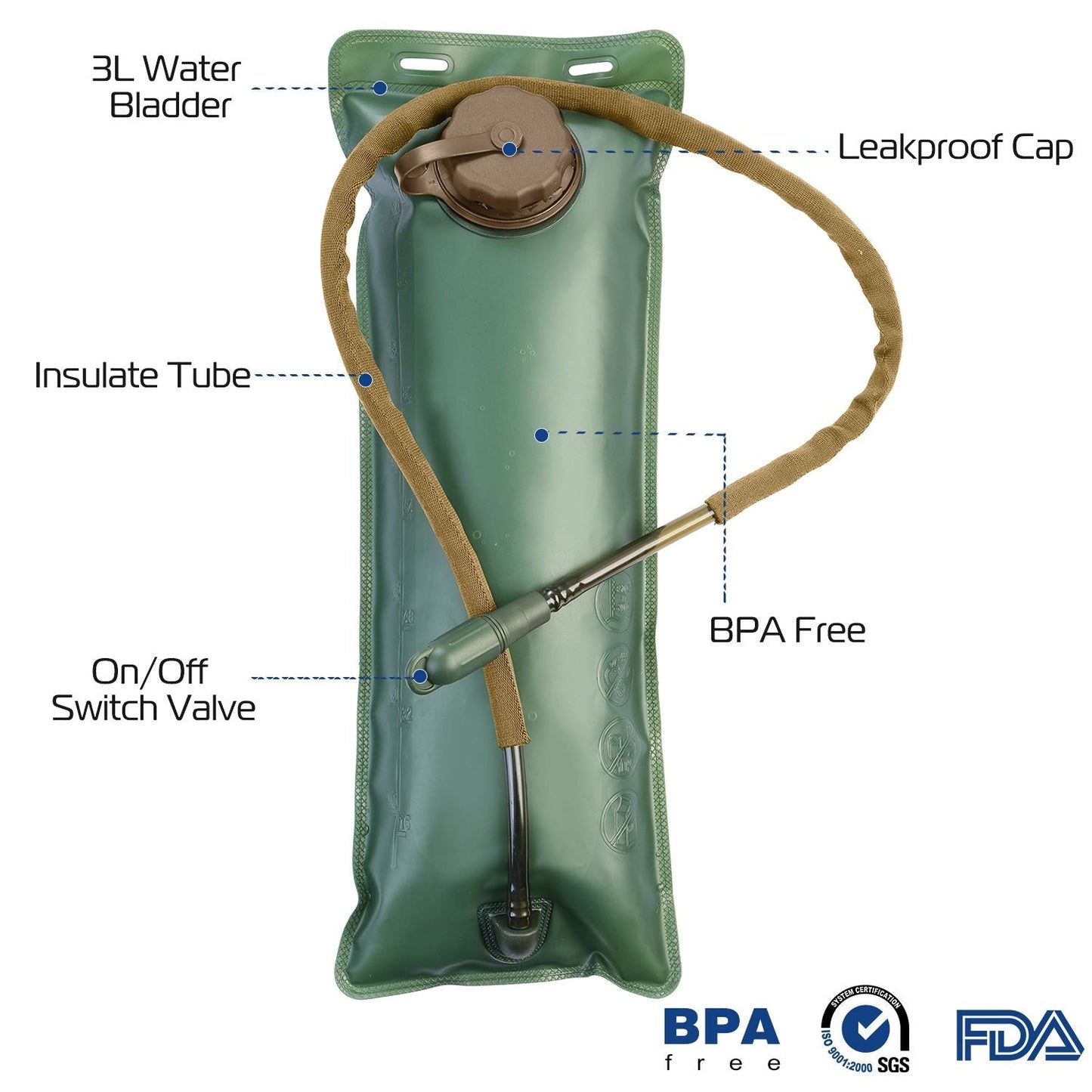Tactical Hydration Pack 3L Water Bladder Adjustable Water Drink Backpack - Renee Lane Company