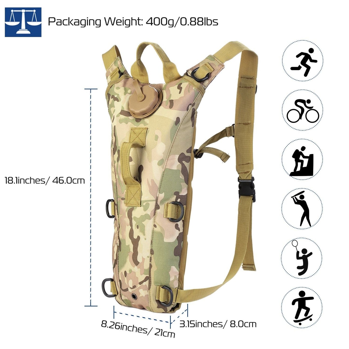 Tactical Hydration Pack 3L Water Bladder Adjustable Water Drink Backpack - Renee Lane Company