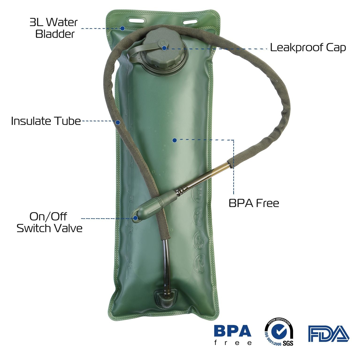 Tactical Hydration Pack 3L Water Bladder Adjustable Water Drink Backpack - Renee Lane Company