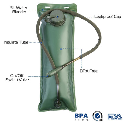 Tactical Hydration Pack 3L Water Bladder Adjustable Water Drink Backpack - Renee Lane Company