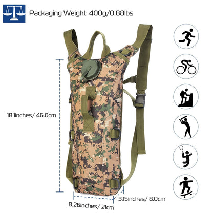 Tactical Hydration Pack 3L Water Bladder Adjustable Water Drink Backpack - Renee Lane Company