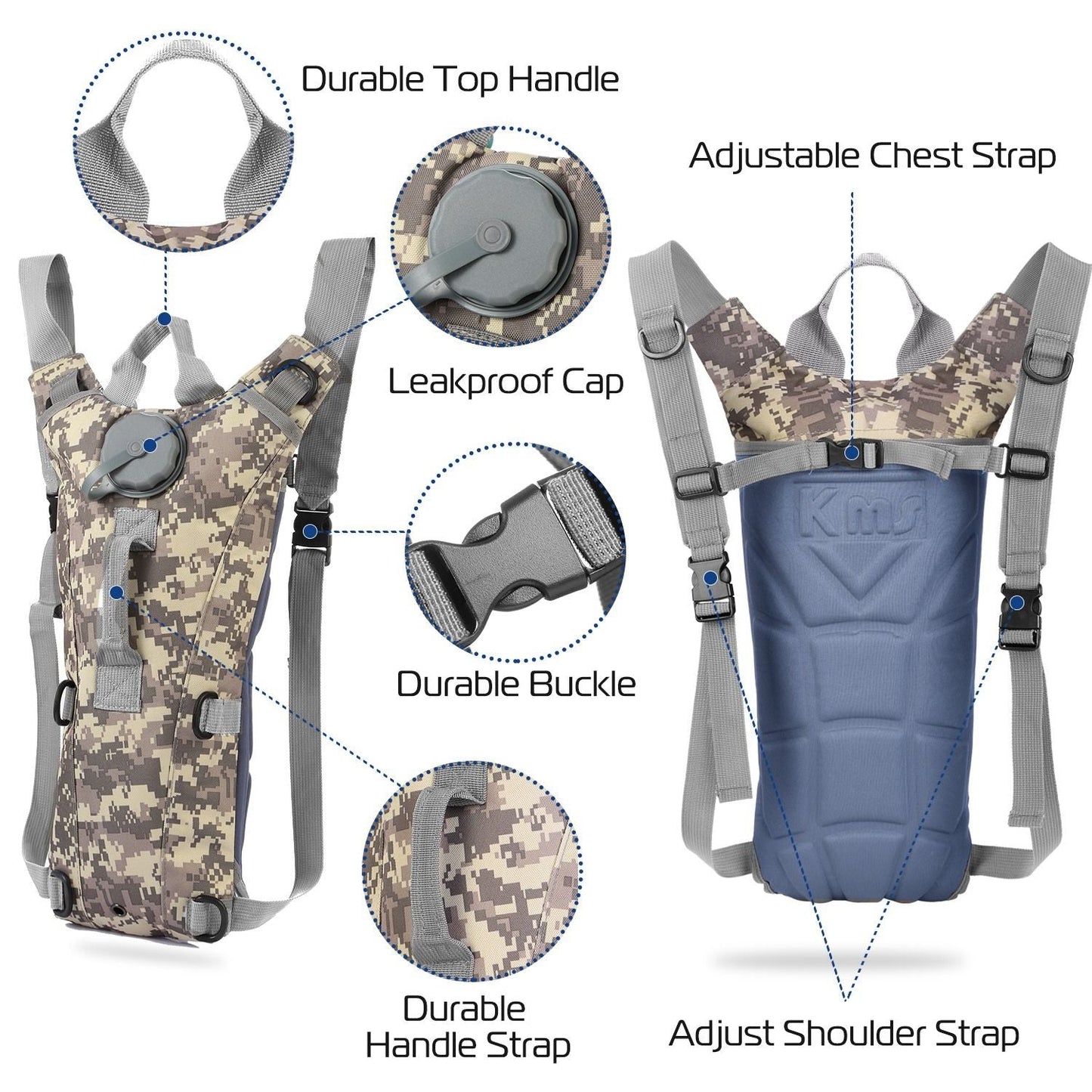 Tactical Hydration Pack 3L Water Bladder Adjustable Water Drink Backpack - Renee Lane Company