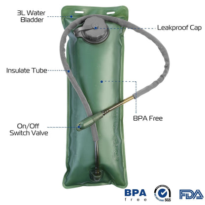 Tactical Hydration Pack 3L Water Bladder Adjustable Water Drink Backpack - Renee Lane Company