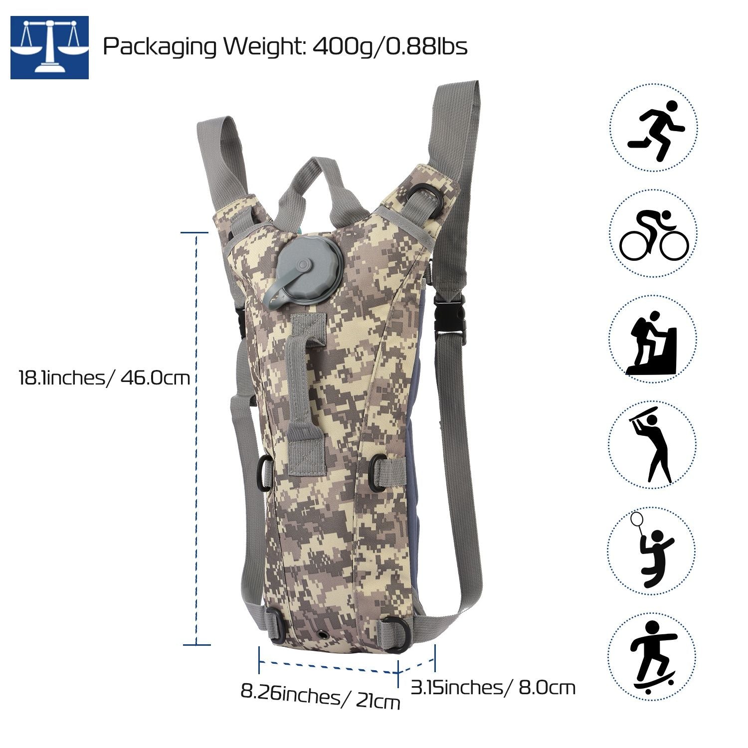Tactical Hydration Pack 3L Water Bladder Adjustable Water Drink Backpack - Renee Lane Company