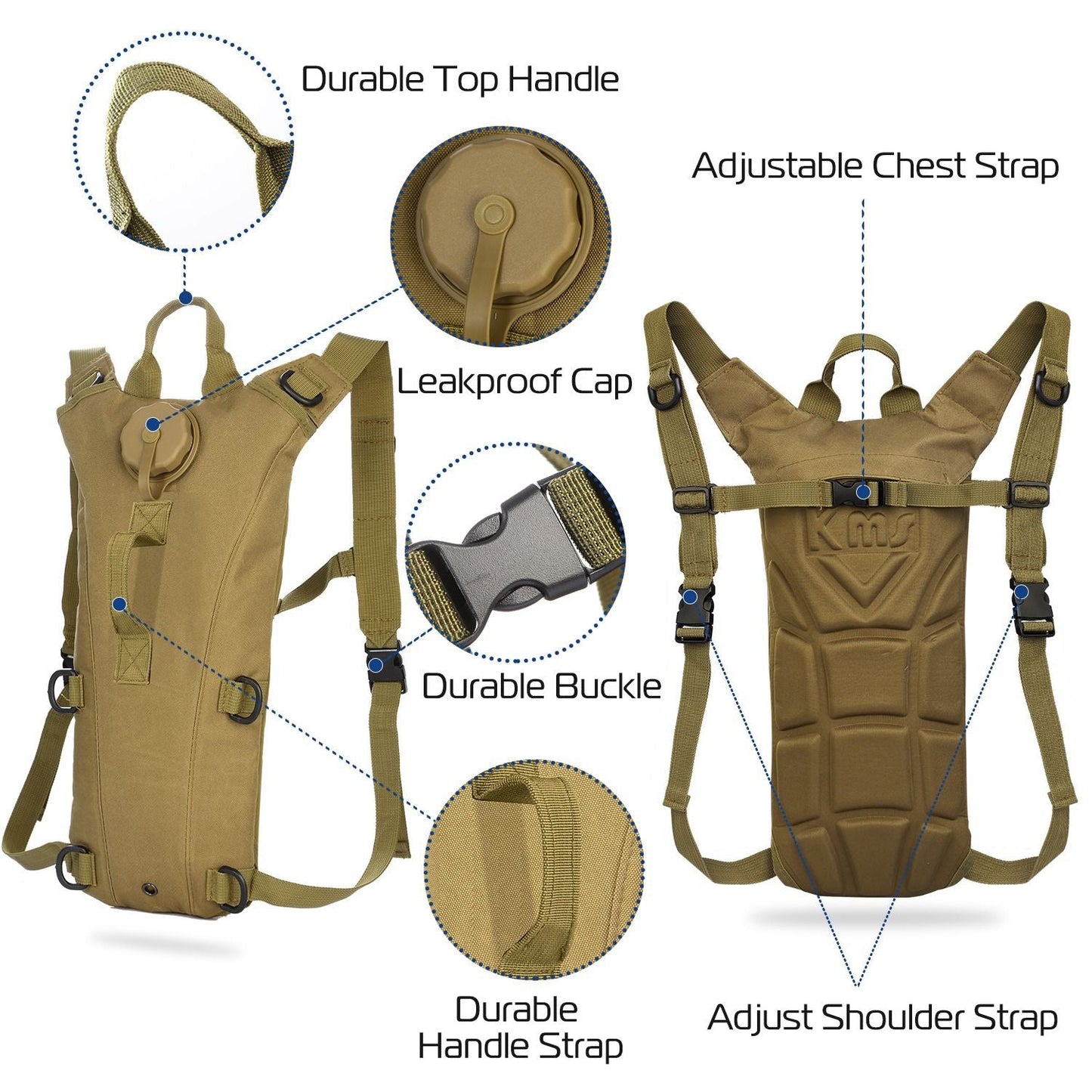 Tactical Hydration Pack 3L Water Bladder Adjustable Water Drink Backpack - Renee Lane Company