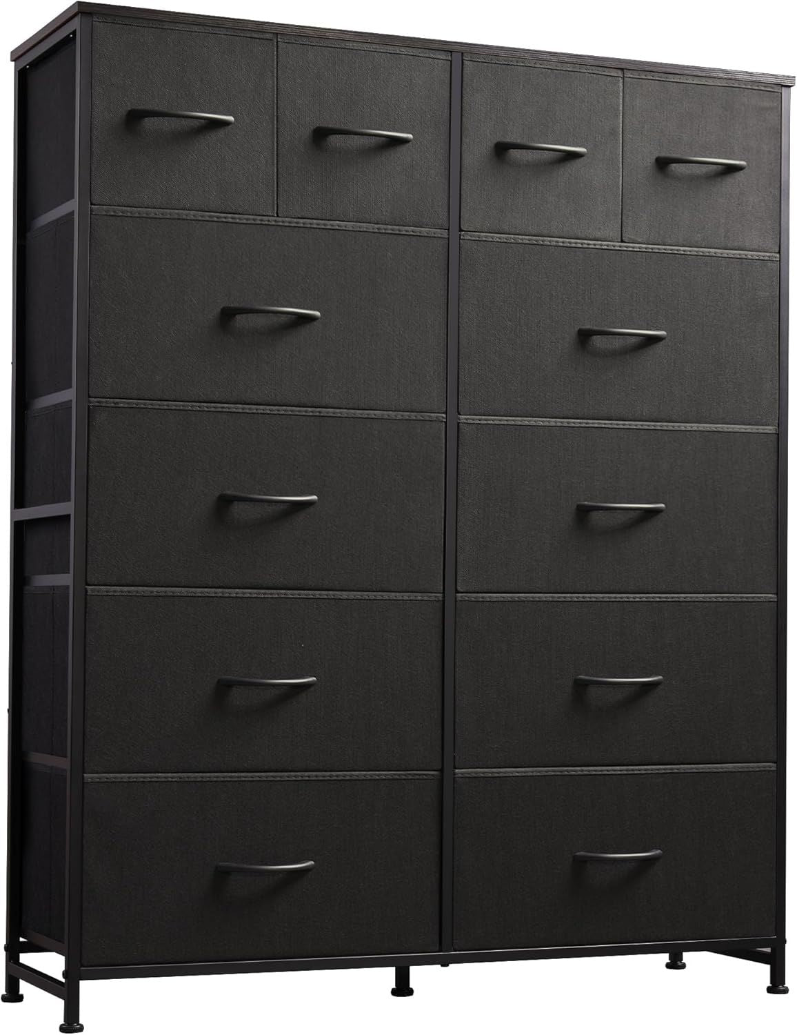 Tall Dresser for Bedroom with 12 Drawers, Dressers & Chests of Drawers, Fabric Dresser for Closet, Living Room, Storage Dressers with Storage Drawers, Steel Frame, Wood Top - Renee Lane Company