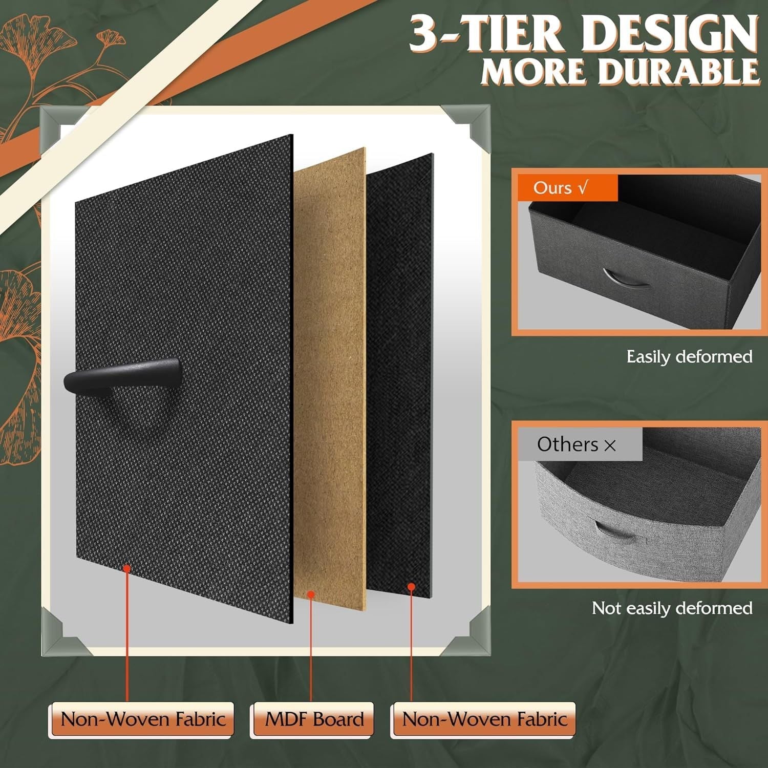 Tall Dresser for Bedroom with 12 Drawers, Dressers & Chests of Drawers, Fabric Dresser for Closet, Living Room, Storage Dressers with Storage Drawers, Steel Frame, Wood Top - Renee Lane Company