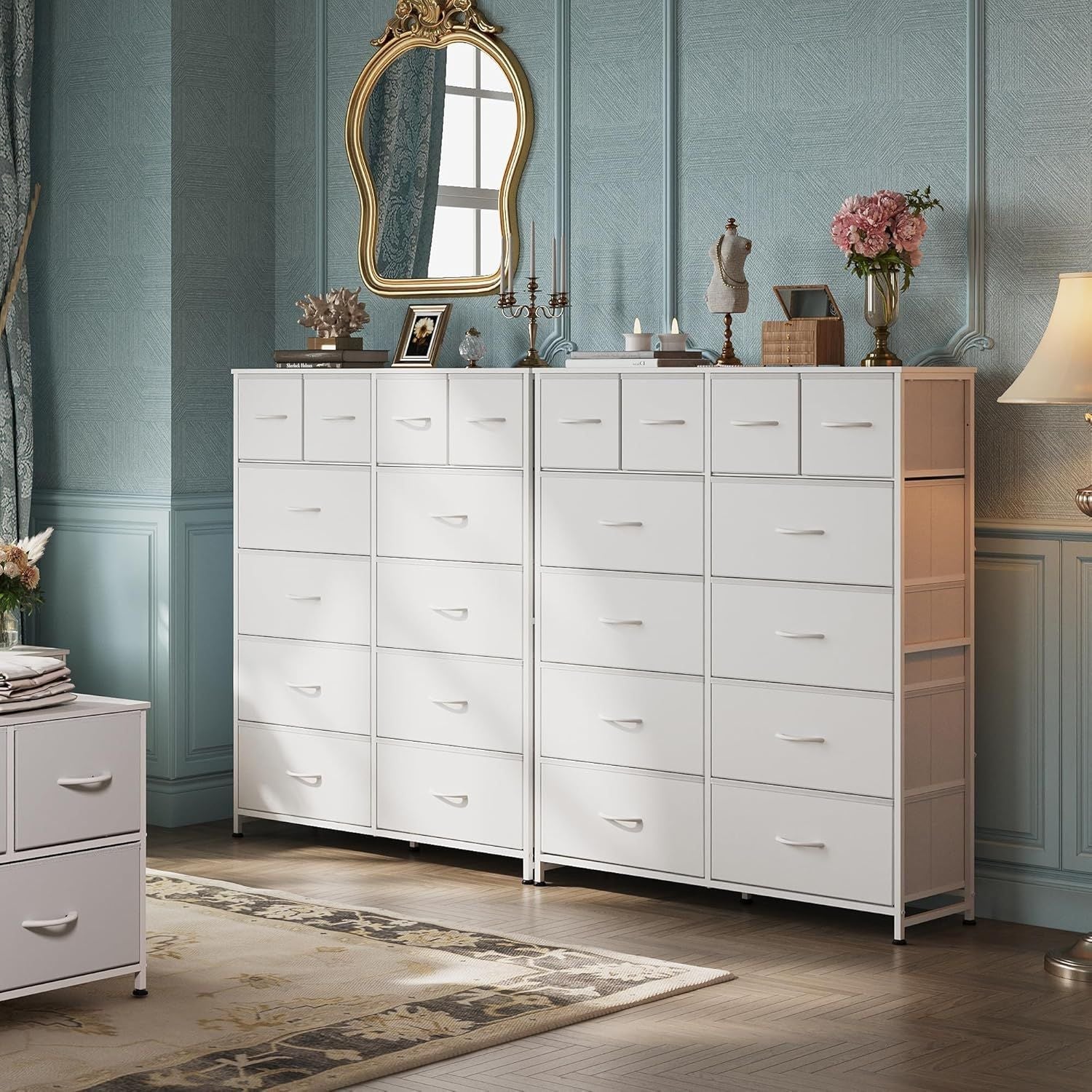 Tall Dresser for Bedroom with 12 Drawers, Dressers & Chests of Drawers, Fabric Dresser for Closet, Living Room, Storage Dressers with Storage Drawers, Steel Frame, Wood Top - Renee Lane Company