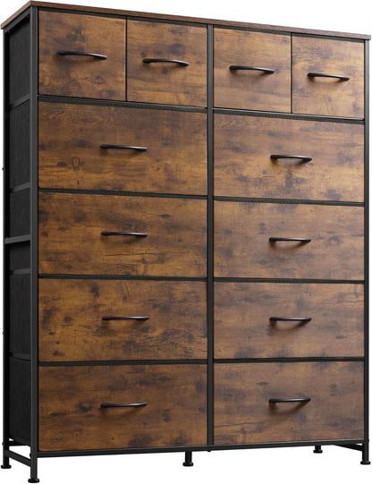 Tall Dresser for Bedroom with 12 Drawers, Dressers & Chests of Drawers, Fabric Dresser for Closet, Living Room, Storage Dressers with Storage Drawers, Steel Frame, Wood Top - Renee Lane Company