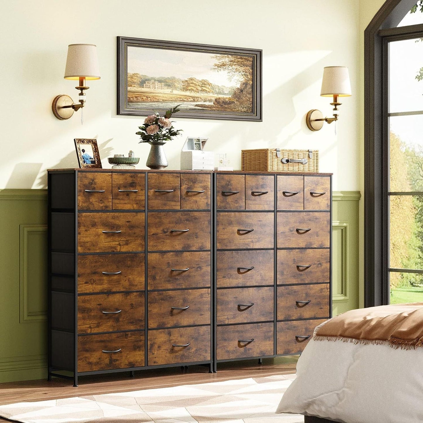 Tall Dresser for Bedroom with 12 Drawers, Dressers & Chests of Drawers, Fabric Dresser for Closet, Living Room, Storage Dressers with Storage Drawers, Steel Frame, Wood Top - Renee Lane Company