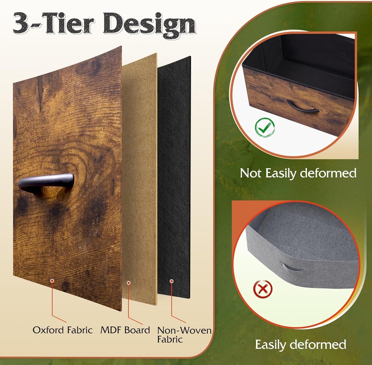 Tall Dresser for Bedroom with 12 Drawers, Dressers & Chests of Drawers, Fabric Dresser for Closet, Living Room, Storage Dressers with Storage Drawers, Steel Frame, Wood Top - Renee Lane Company