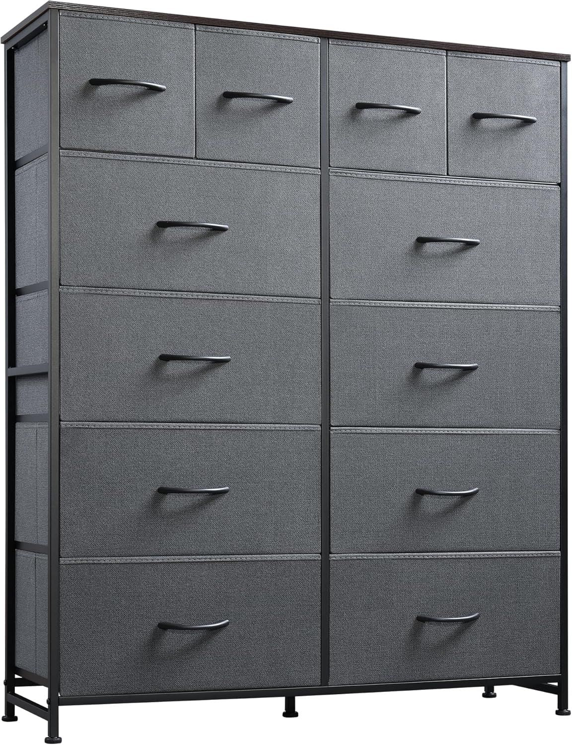 Tall Dresser for Bedroom with 12 Drawers, Dressers & Chests of Drawers, Fabric Dresser for Closet, Living Room, Storage Dressers with Storage Drawers, Steel Frame, Wood Top - Renee Lane Company