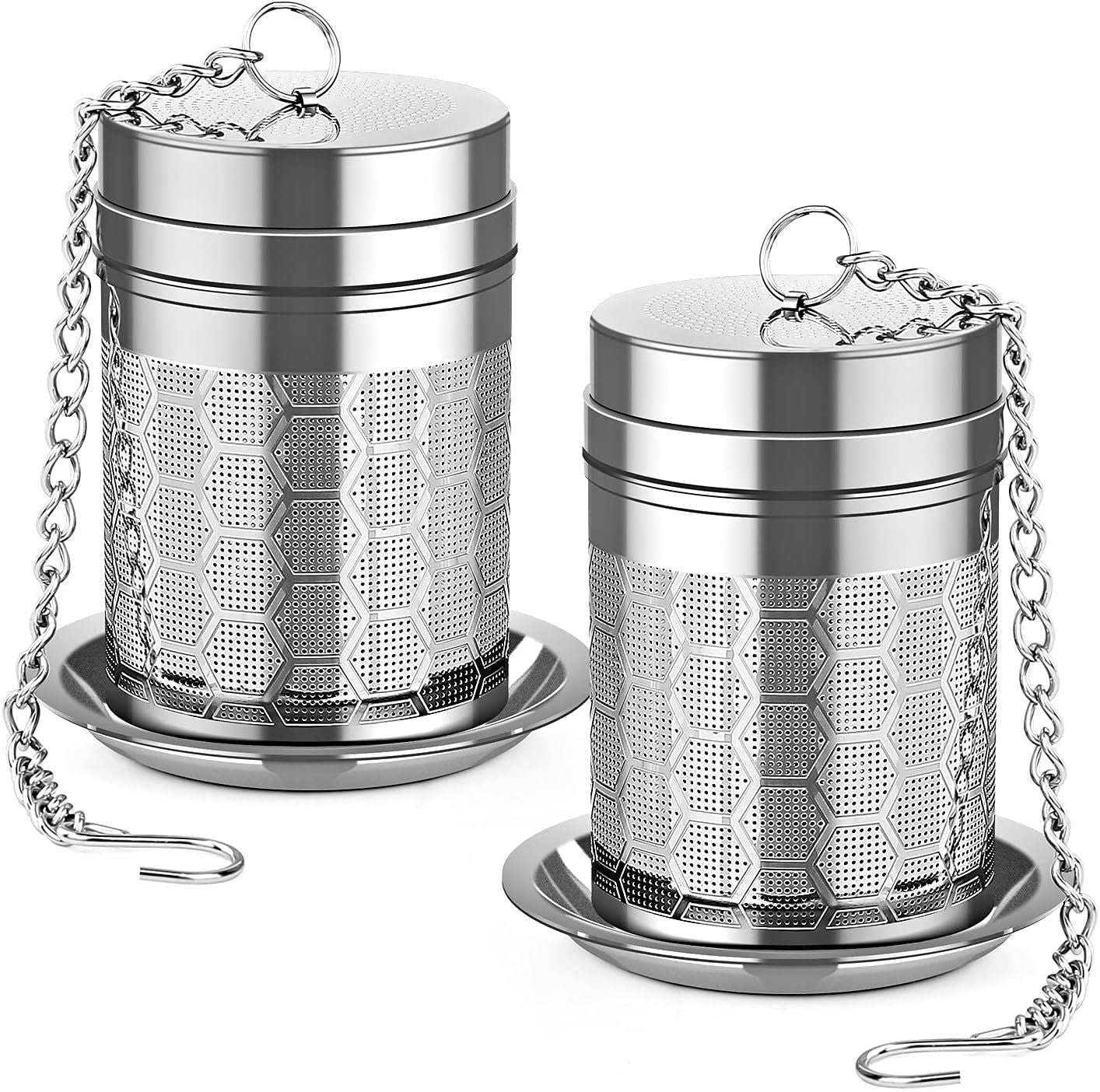 Tea Infusers for Loose Tea, (2 Pack) 18/8 Stainless Steel Tea Strainer Set, Extra Fine Mesh Tea Steeper for Brew Tea, Spices & Seasoning - Renee Lane Company