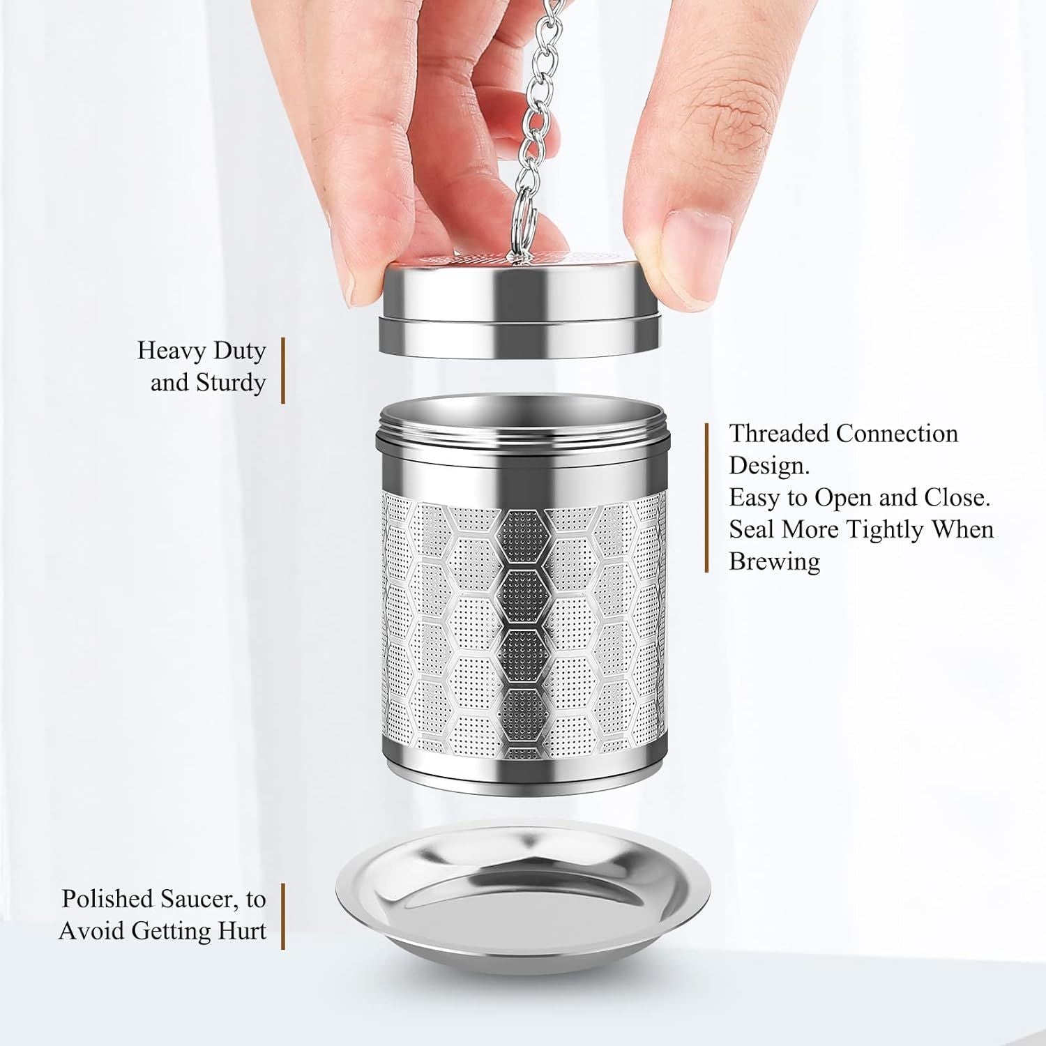 Tea Infusers for Loose Tea, (2 Pack) 18/8 Stainless Steel Tea Strainer Set, Extra Fine Mesh Tea Steeper for Brew Tea, Spices & Seasoning - Renee Lane Company