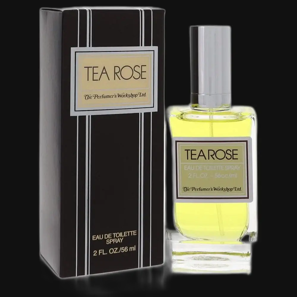 Women’s eau de toilette spray perfume: box and glass bottle with silver cap, yellow liquid.