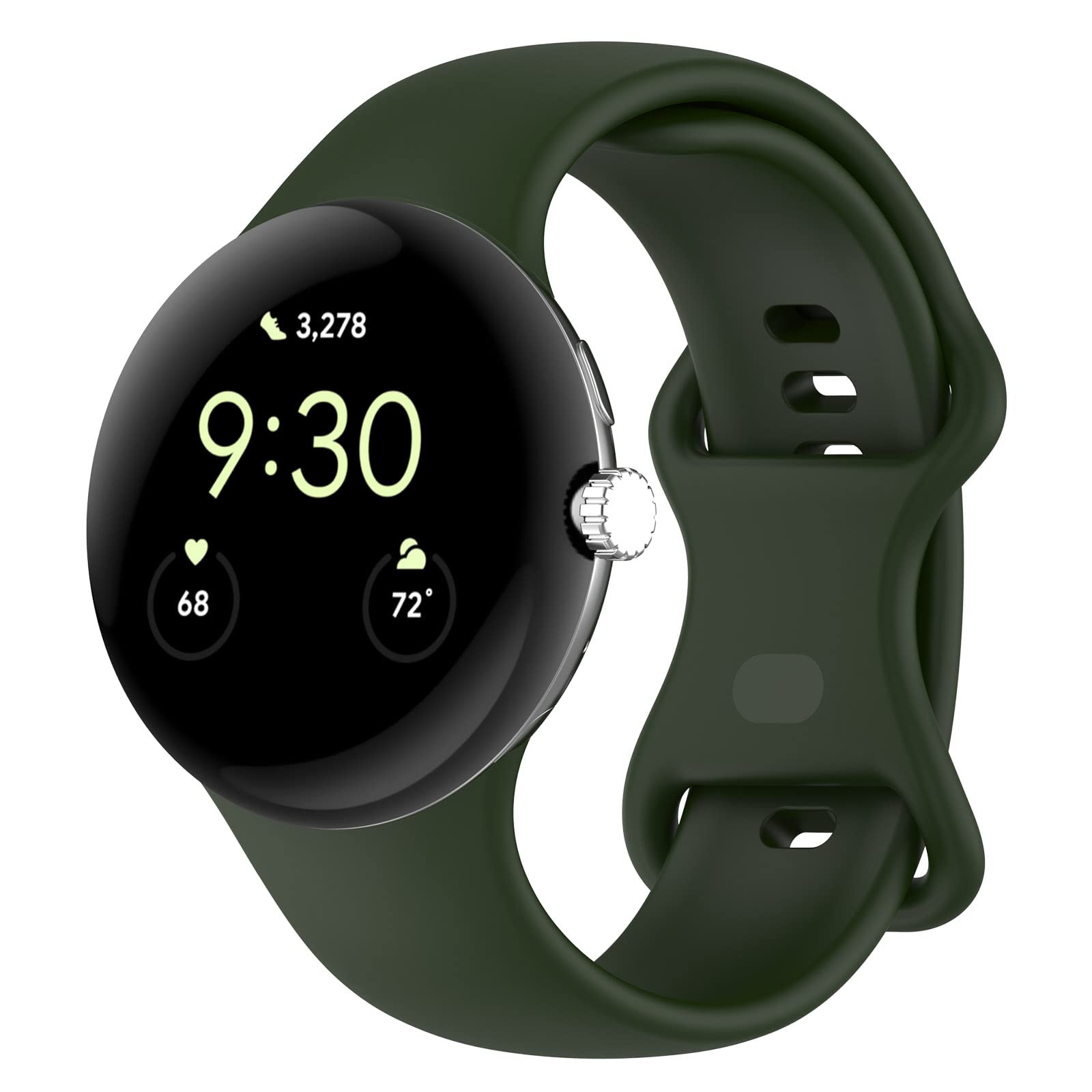 TenCloud Bands Intended for Google Pixel Watch 3 41mm/Pixel Watch 2/Pixel Watch for Pixel Watch Bands Large Silicone Watch Straps for Men 6.3-8.5 inch (Army Green) - Renee Lane Company