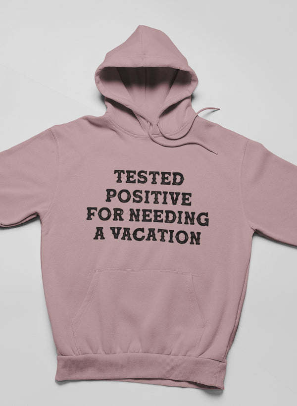 Mauve pink hoodie with front graphic text and kangaroo pocket