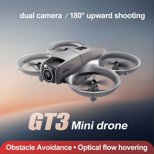 The GT3 mini drone is equipped with an adjustable HD camera (180°), real-time FPV, automatic obstacle avoidance, propeller protection suitable for children, mobile app control, and one-key takeoff/lan - Renee Lane Company