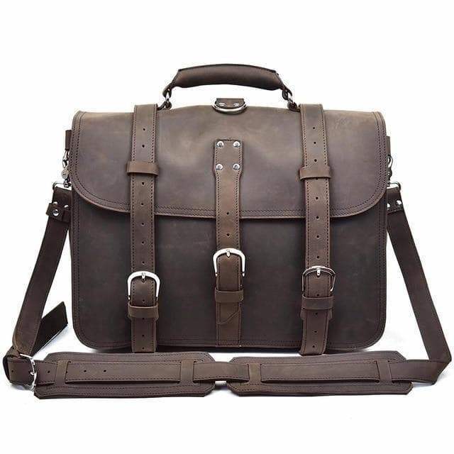 The Gustav Messenger Bag | Large Capacity Vintage Leather Messenger Bag - Renee Lane Company