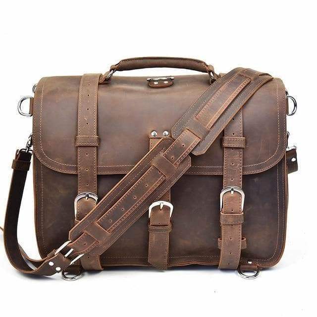The Gustav Messenger Bag | Large Capacity Vintage Leather Messenger Bag - Renee Lane Company