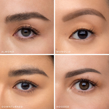 Lash routine set lash styles: Almond, Monolid, Downturned, Hooded eye close-ups
