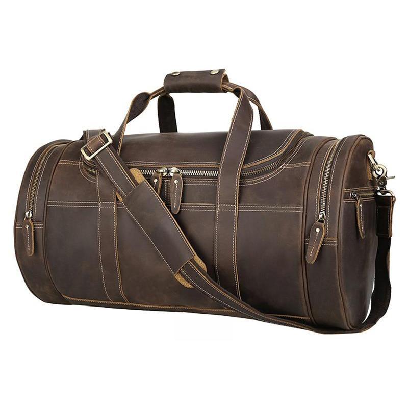 The Wainwright Weekender | Round Vintage Leather Weekender - Renee Lane Company
