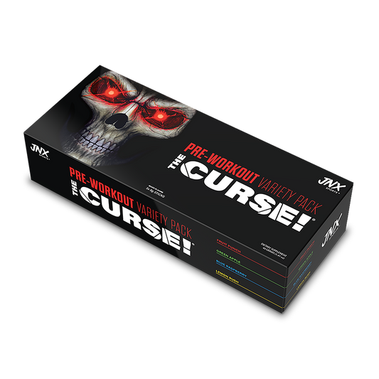 Pre-workout variety pack box with skull graphic and JNX branding