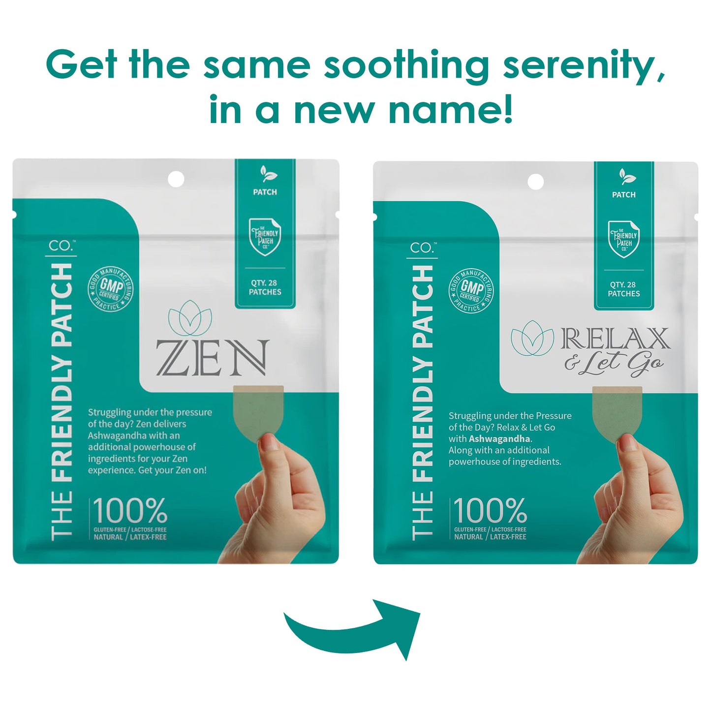 Relax & Let Go Zen Stress Patches with Ashwagandha, L-Theanine, GABA - 28 Patches - Renee Lane Company