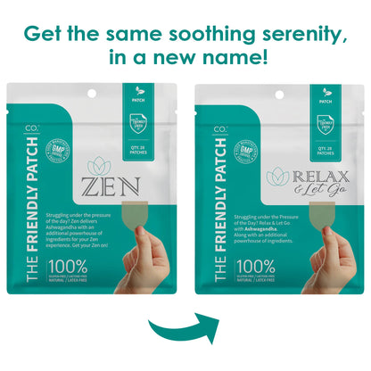 Relax & Let Go Zen Stress Patches with Ashwagandha, L-Theanine, GABA - 28 Patches - Renee Lane Company