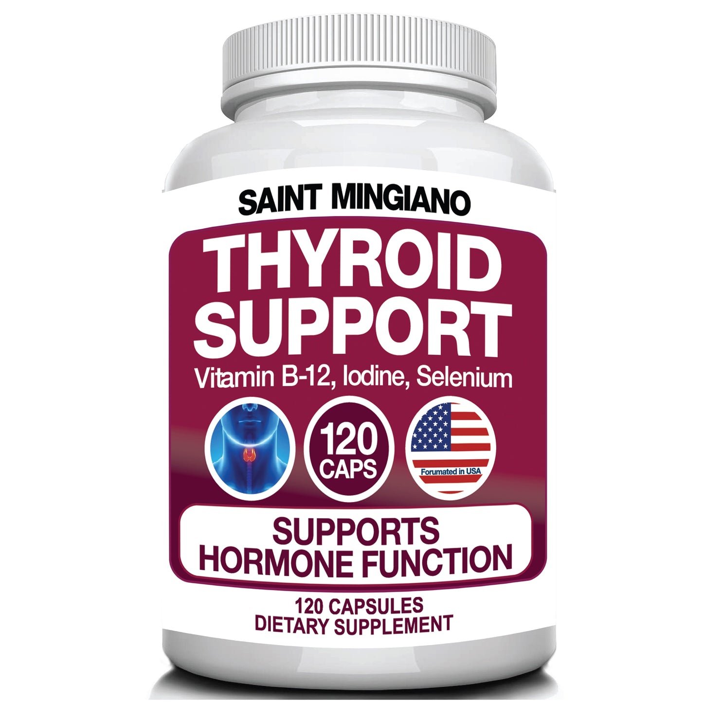 Thyroid Support Supplement with Iodine |120 Capsules to Help Body Mass & Improve Energy - Renee Lane Company