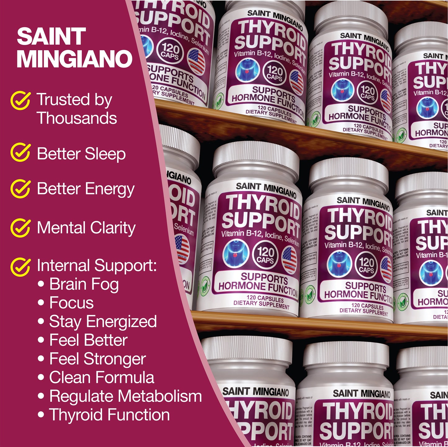 Thyroid Support Supplement with Iodine |120 Capsules to Help Body Mass & Improve Energy - Renee Lane Company