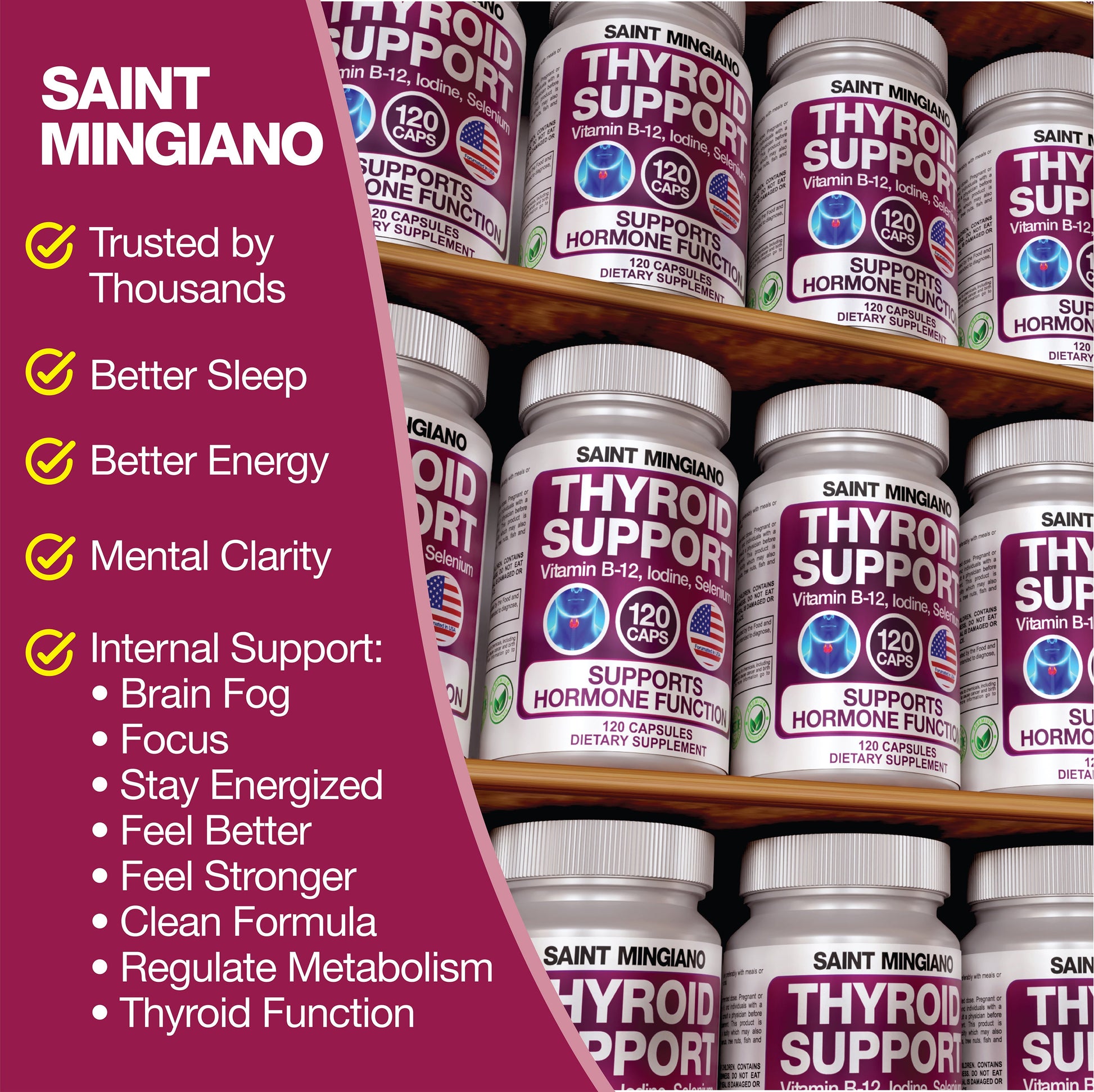 Thyroid Support Supplement with Iodine |120 Capsules to Help Body Mass & Improve Energy - Renee Lane Company