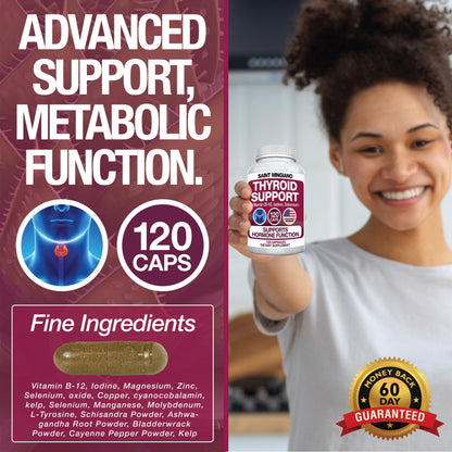 Thyroid Support Supplement with Iodine |120 Capsules to Help Body Mass & Improve Energy - Renee Lane Company